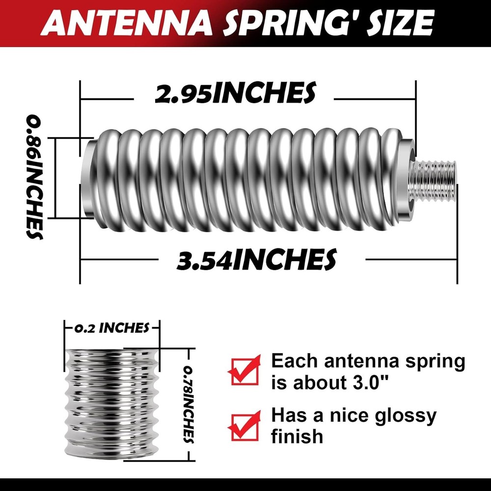 Flexible CB Antenna Spring for Mobile Vehicles - Fits Standard 3/8" Threads