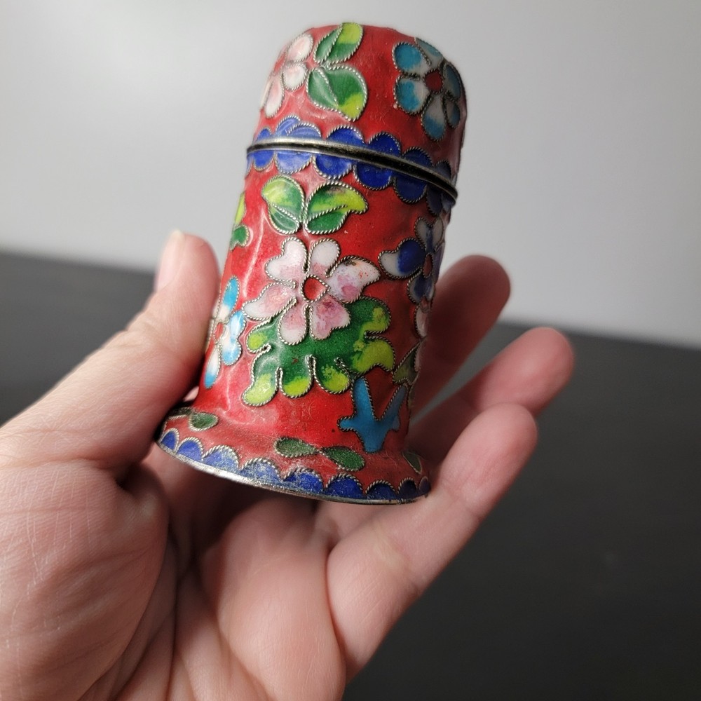 Vintage Cloisonné Match or Toothpick Holder.