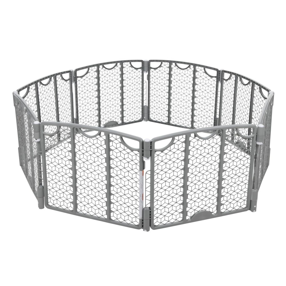 Versatile Play Space Adjustable Play Area, Plastic, 8-Panel (Cool Gray)