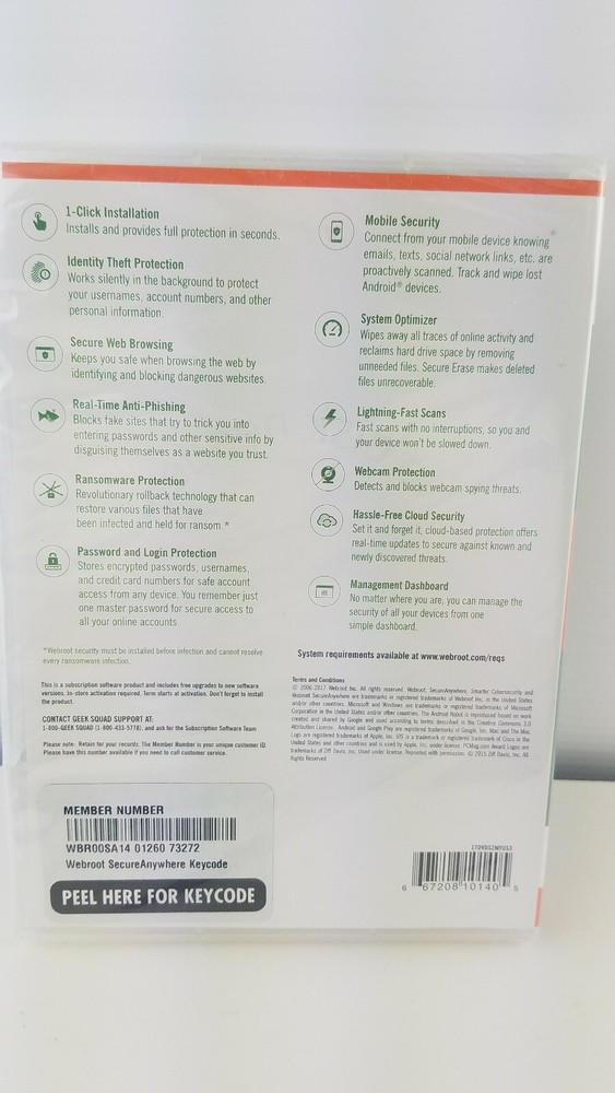Webroot Secure Anywhere Internet Security 3 Devices New Sealed Windows Mac ios