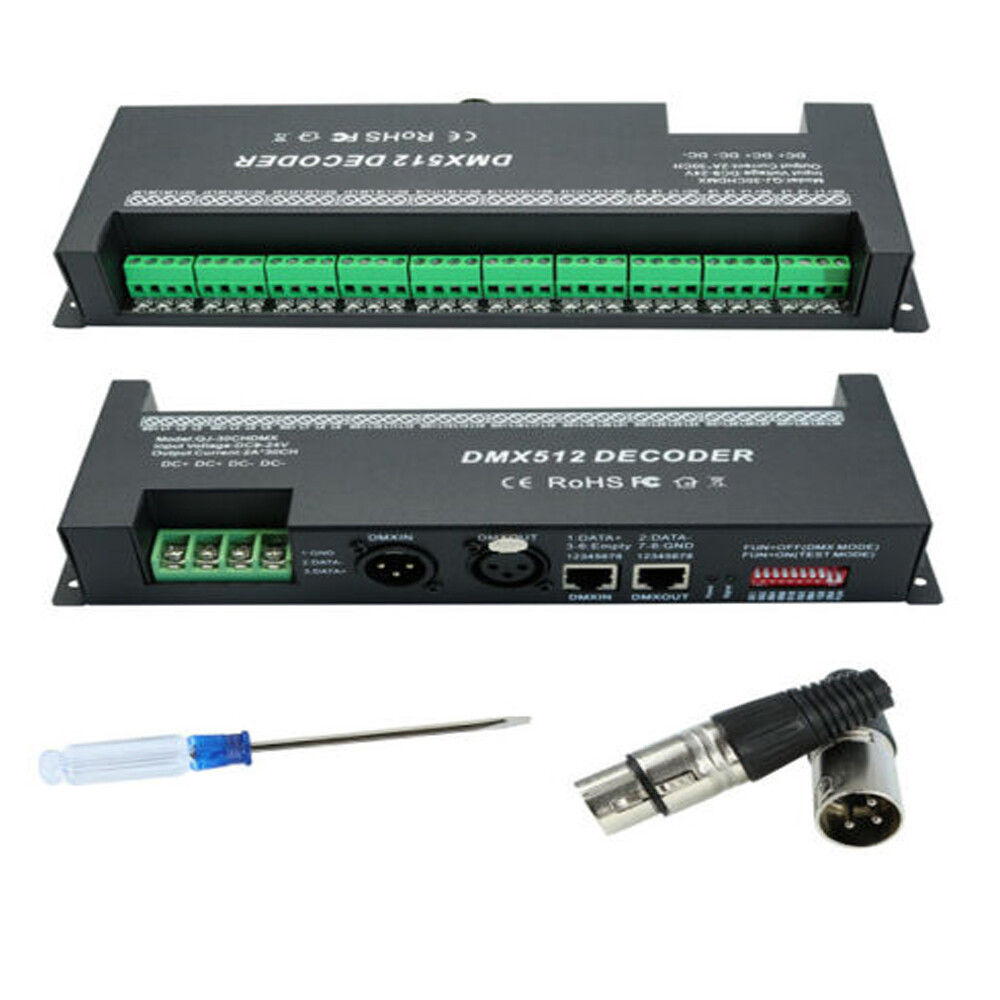 2A/30 Channel/30CH 512 DMX LED RGB Strip Controller DMX512 Decoder Dimmer 9V 24V