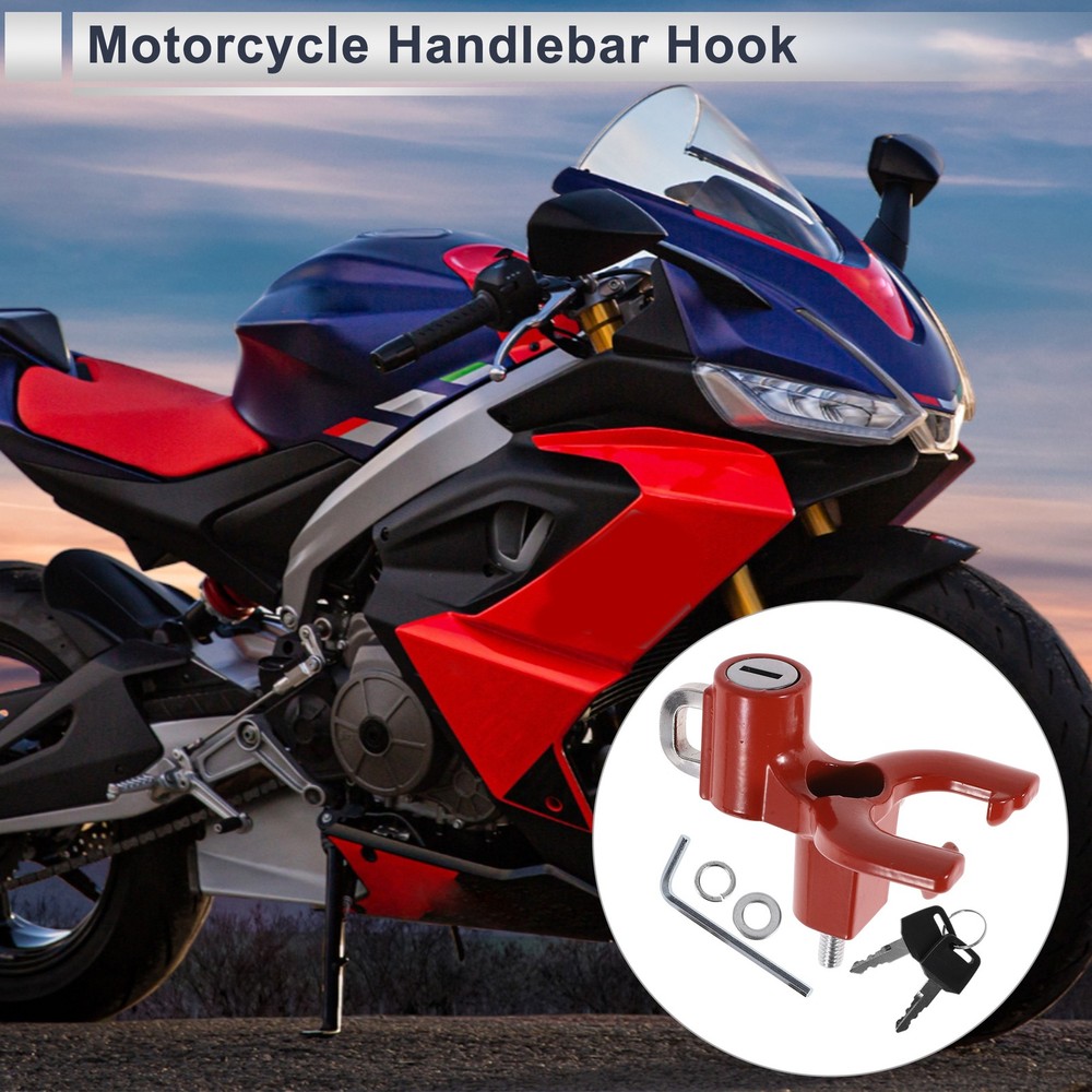 Double Metal Fork Hook for Motorcycle 1 Set Bright Red