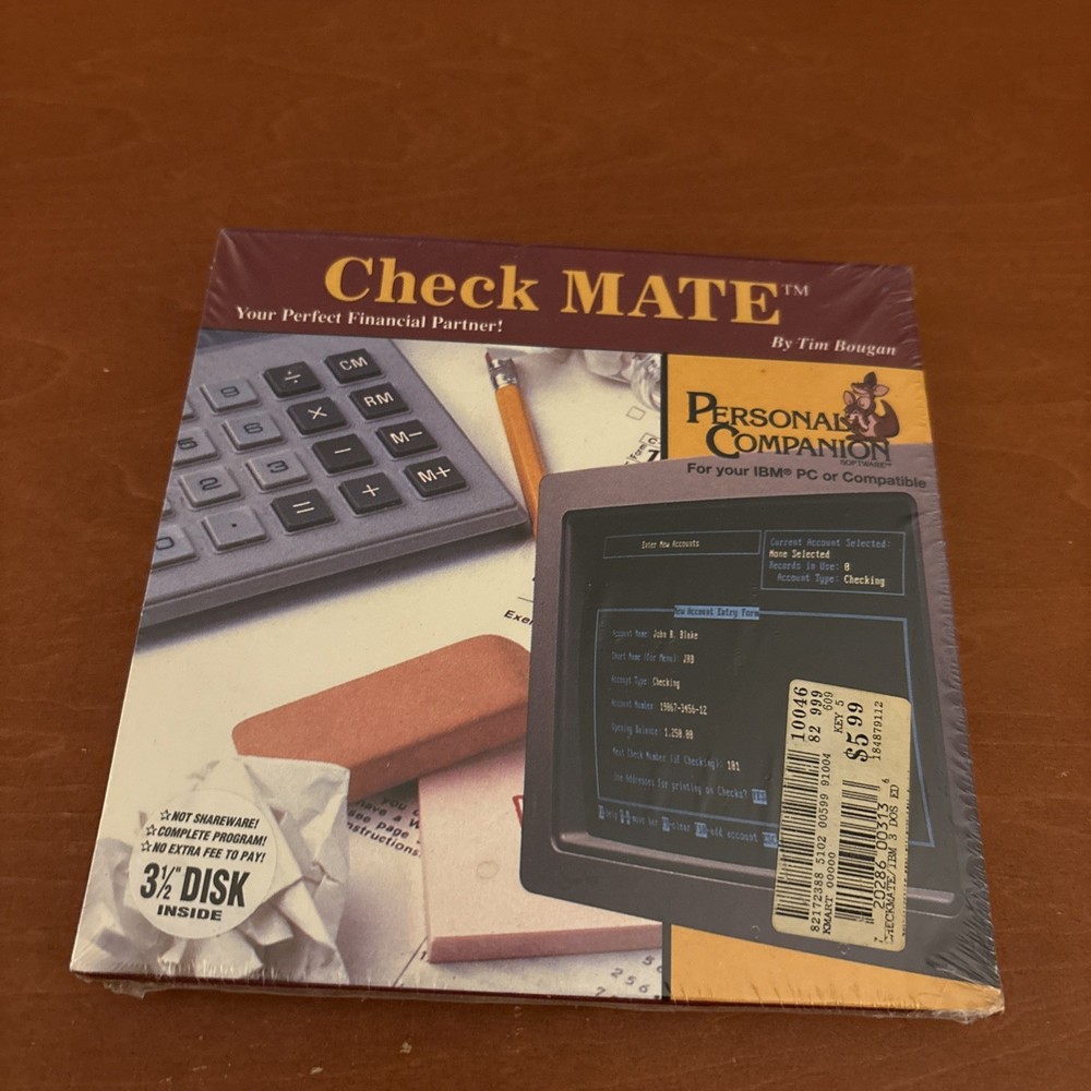 Check Mate SEALED 3.5 Disk Personal Companion PC IBM Software NEW