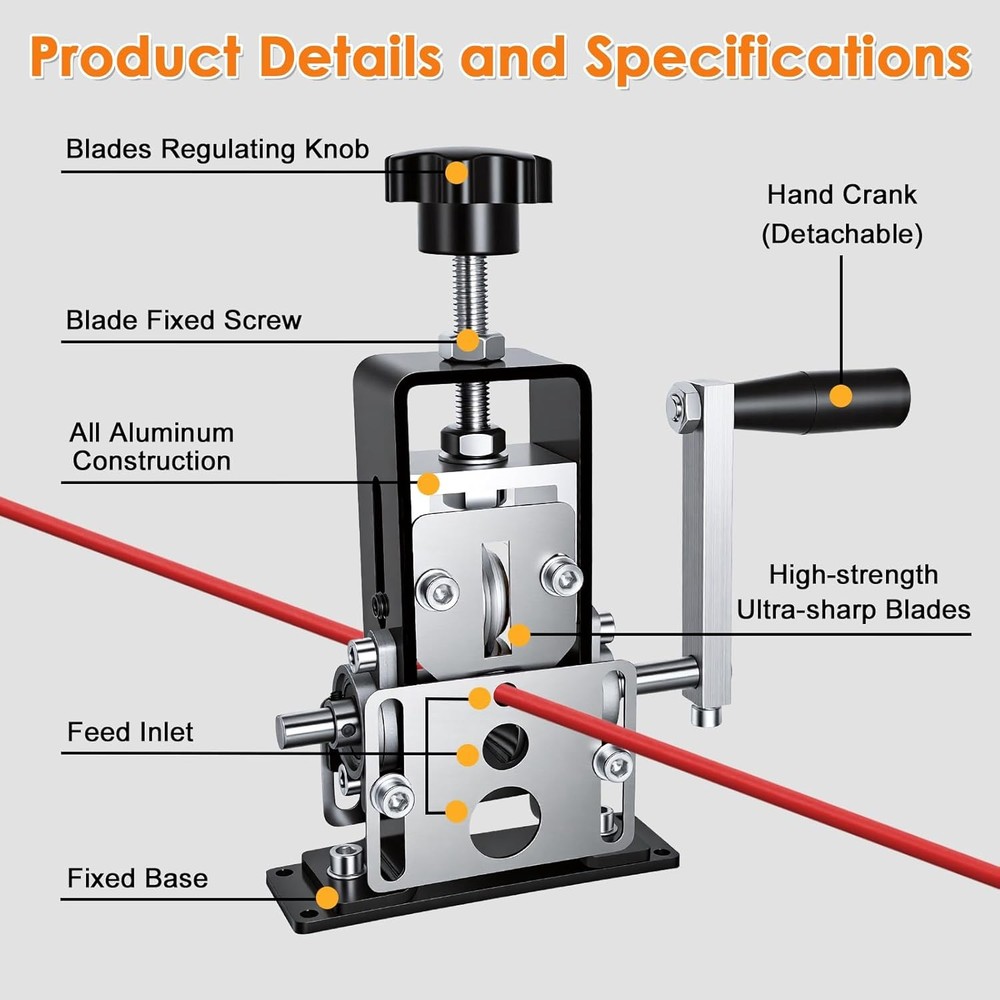 0.06"-1" Copper Wire Stripper, Hand Crank & Drill Operated Cable Stripping Tool