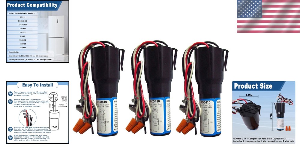 Refrigerator & Freezer Compressor Kit - 115VAC=