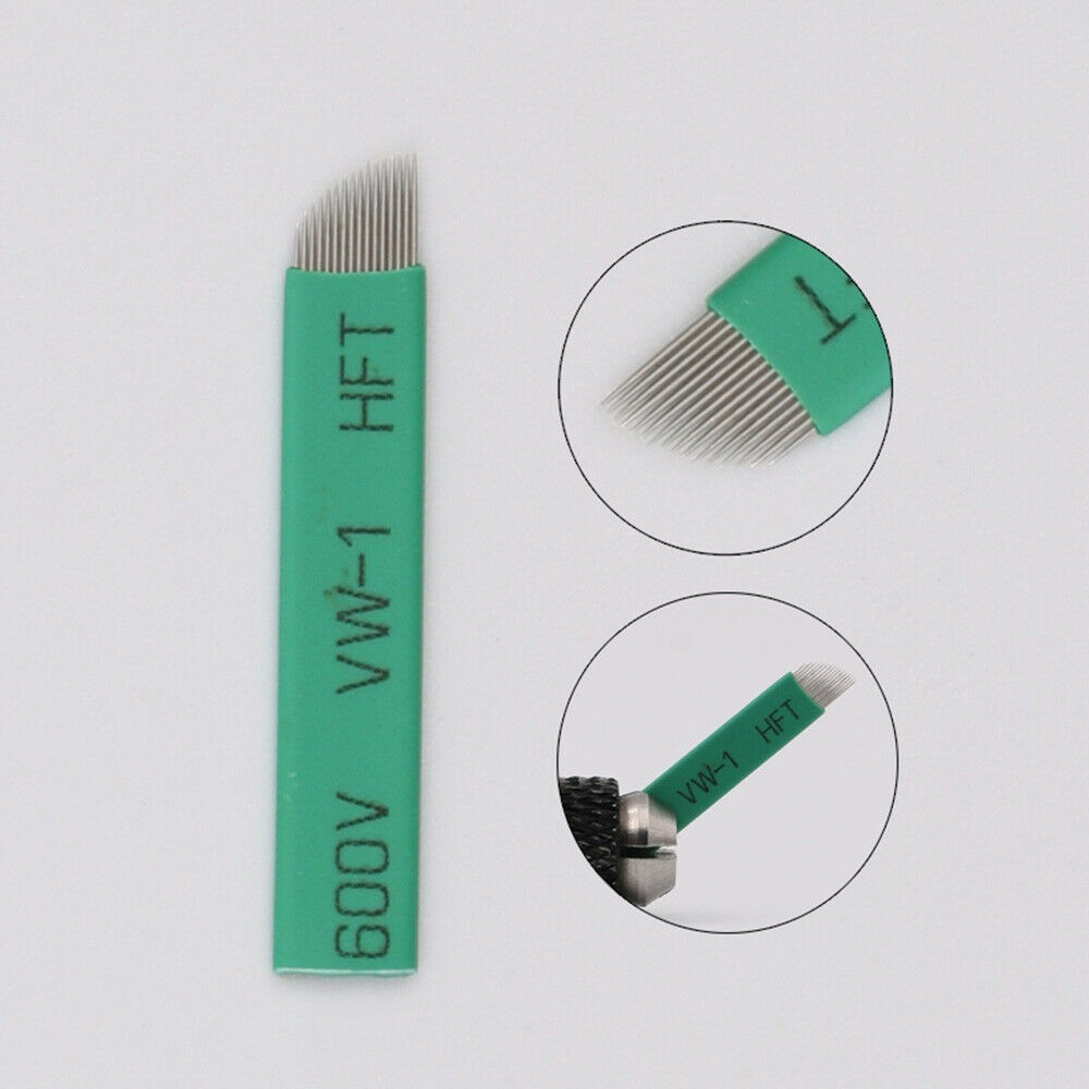 100pcs Microblading 16 Pins Needles Permanent Manual Eyebrow Tattoo Bevel Blades