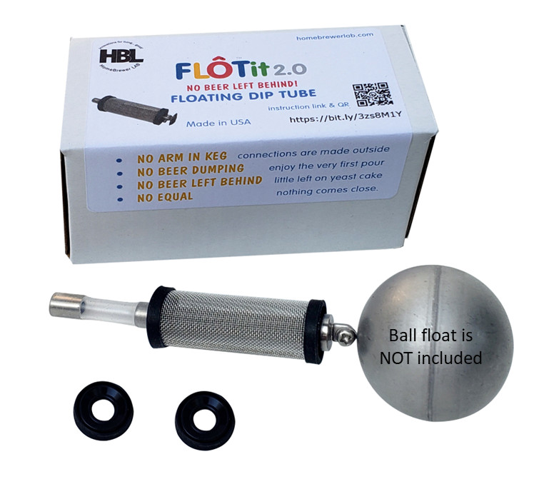 Floating Dip Tube DFI (Double Filter Inlet) for Keg Buoy, Fermzilla, All Rounder