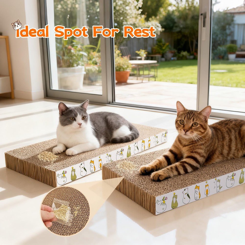 Cat Scratching Board 4 Pack Cardboard Catnips Flat Double Sided Pad Indoor