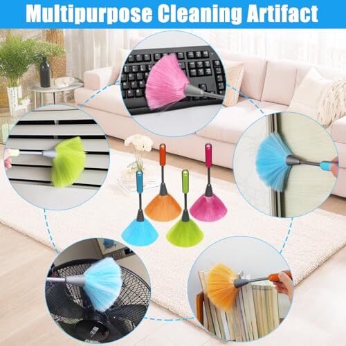 4 Pack 10" Small Microfiber Duster, Delicate Fluffy Microfiber Feather Duster,