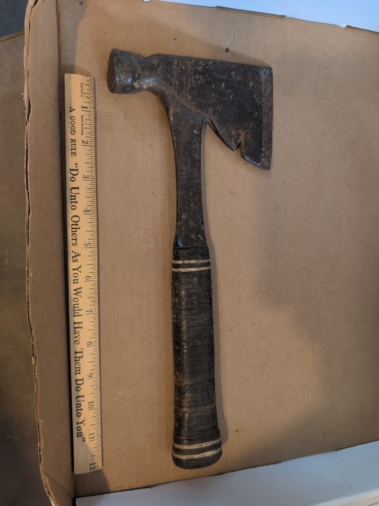 Vintage ESTWING? Hatchet Axe Leather Handle Hammer Multi Tool