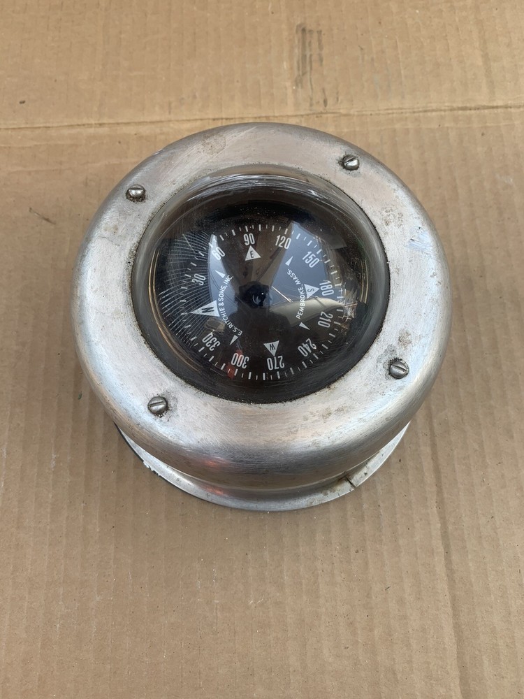vintage ritchie boat compass stainless housing