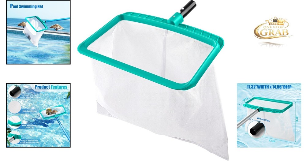 Pool Skier Net Without Pole, Large Capacity Pool Debris Removal Net