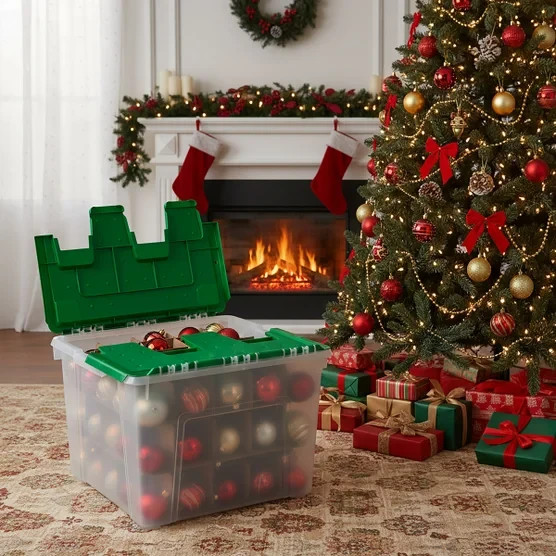 STORAGE BOX CONTAINERS BINS PLASTIC BOXES WITH LIDS STACKABLE TOTES ORNAMENT 15G