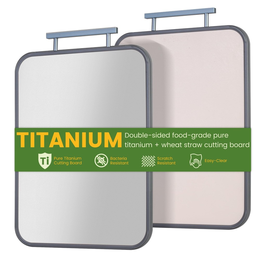 Titanium Cutting Boards for Kitchen, Non Toxic 2-in-1 Cutting Board Double Si...
