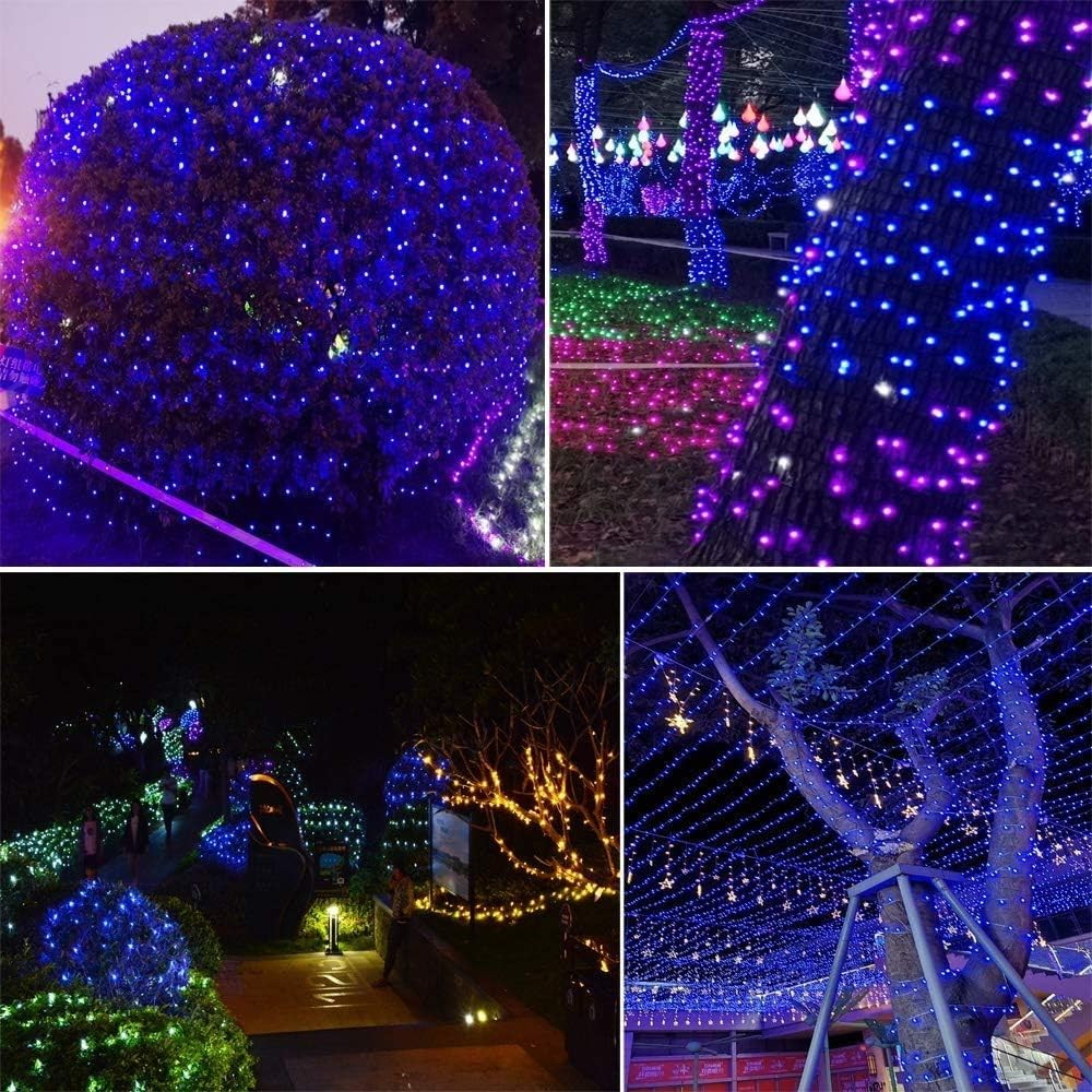 Woohaha Solar String Lights, 2PACK 33Ft 100 LED Blue Copper Wire Lights, Waterpr
