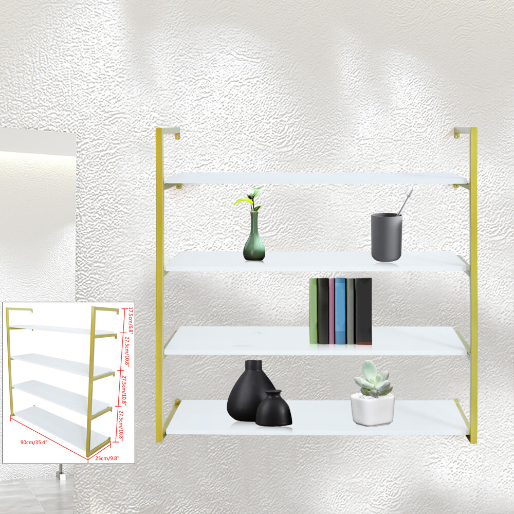 Wall-Mounted Storage Rack with Gold Frame for Elegant Organization