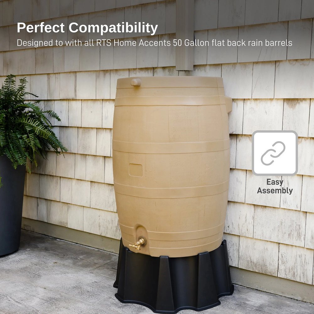Flat Back Rain Barrel Stand, Black Color