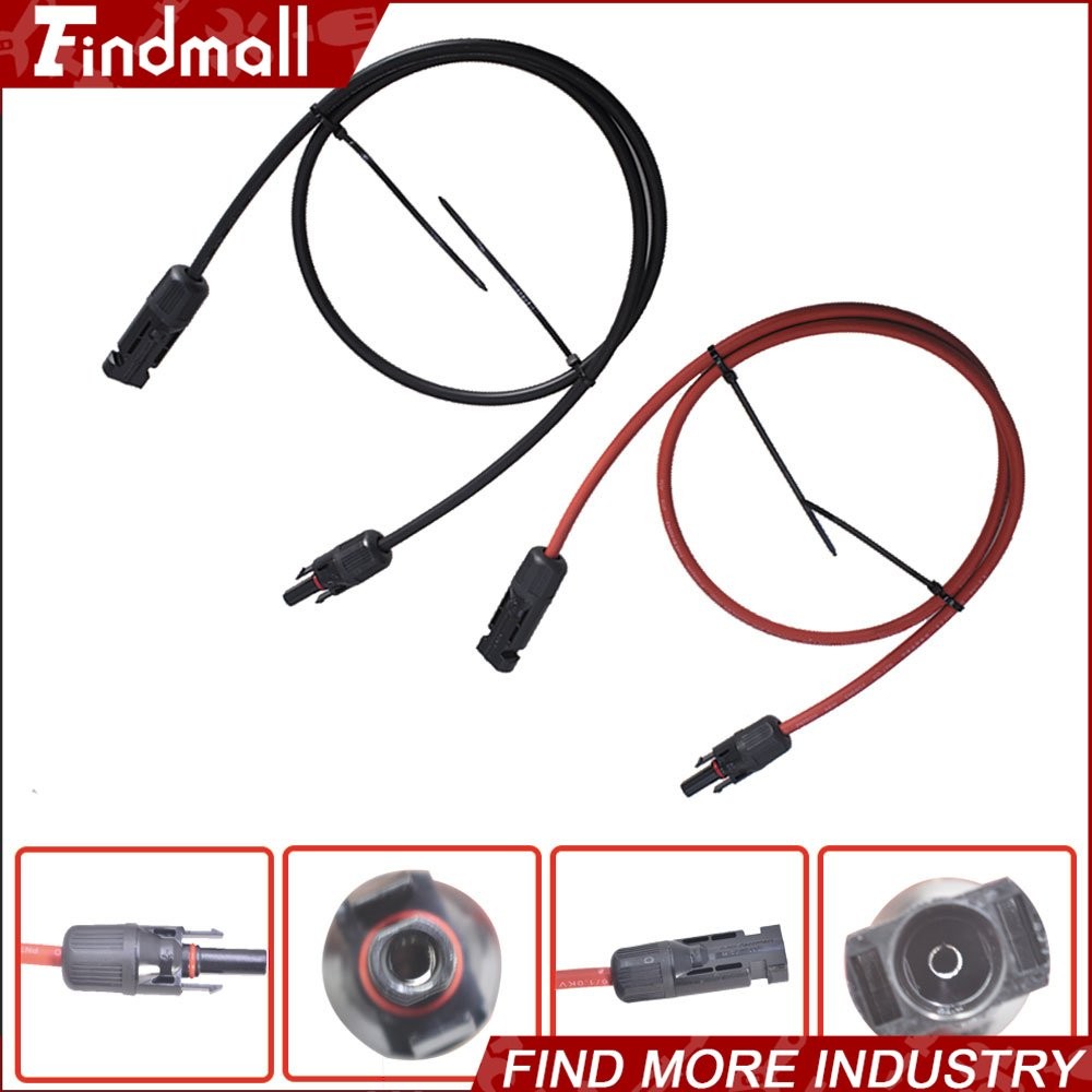 Findmall 1Pair 25ft Black + Red 12AWG Solar Panel Extension Cable Wire Connector