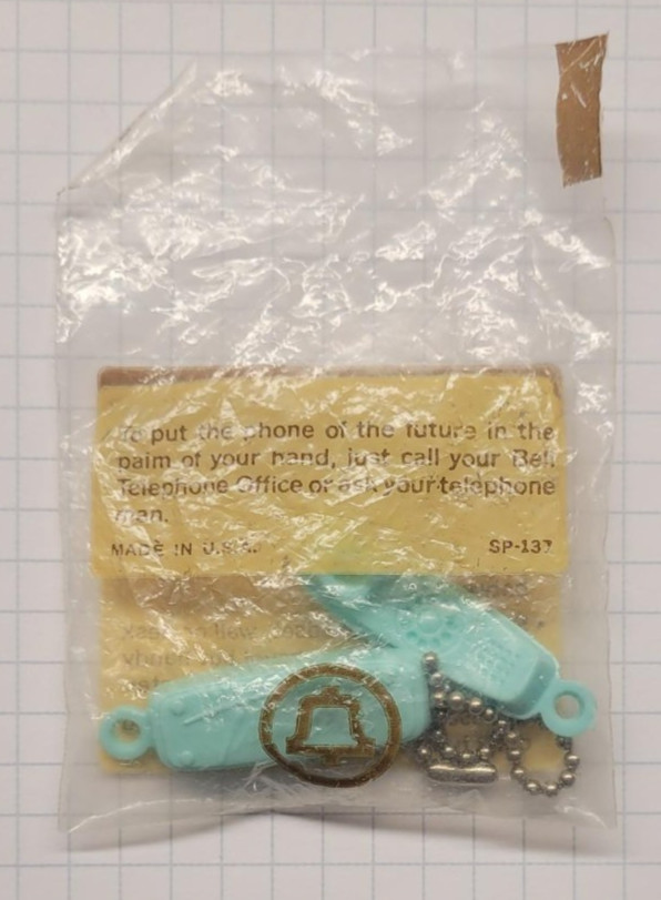 Bell System TRIMLINE Blue Telephone Key Chain - Sealed In Bag