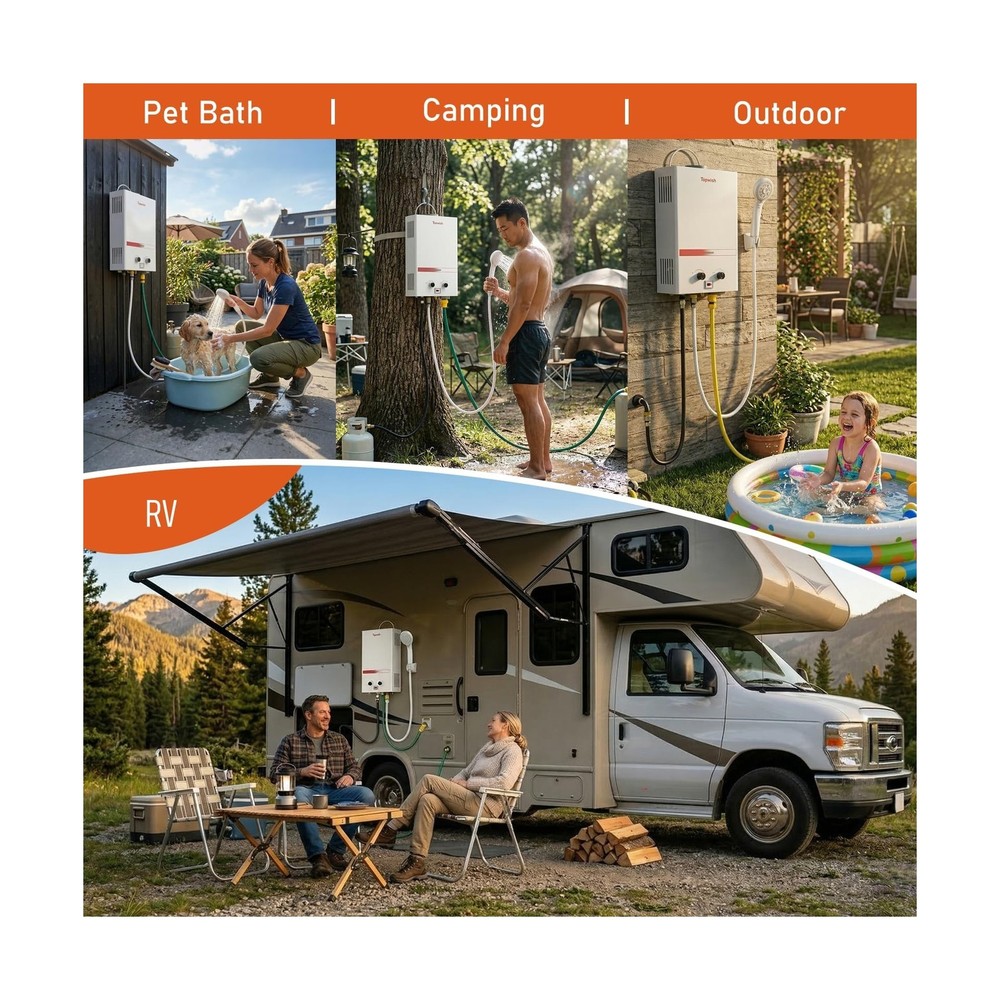 TOPWISH Portable Propane Water Heater Tankless, 8L 2.11GPM Instant Gas Hot Wa...