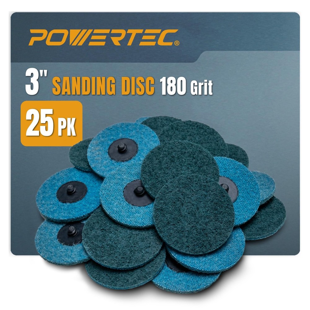 POWERTEC 3-Inch Sanding Discs for Die Grinder & Power Drill – 25pcs Quick Change