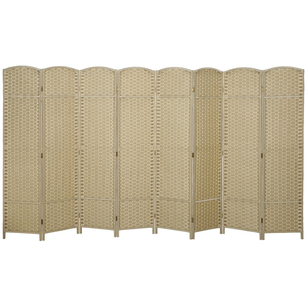 8 Panel Room Divider Freestanding Folding Privacy Screen Beige