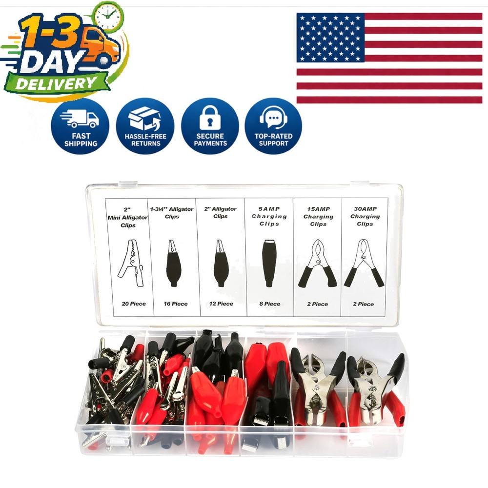 Versatile 60PC Alligator Clip Set with Storage Case - Essentials for Electronics