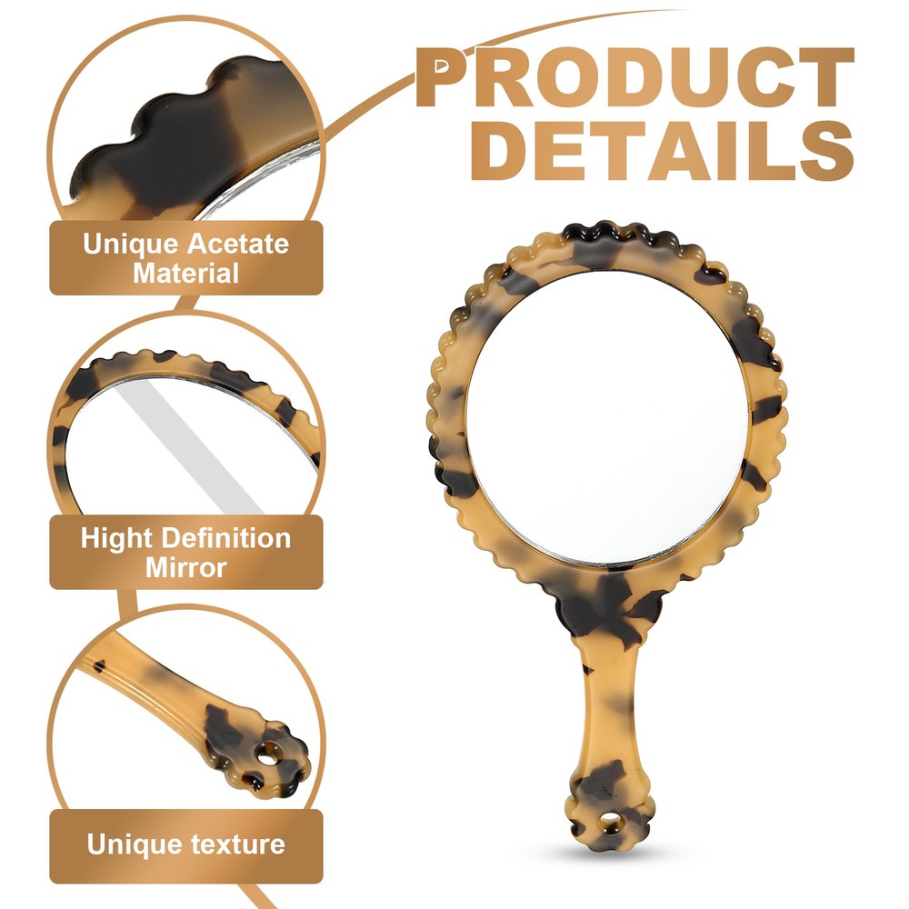 Handheld Mirror, Oval Hand Held Mirror Acetic Acid, Tortoiseshell