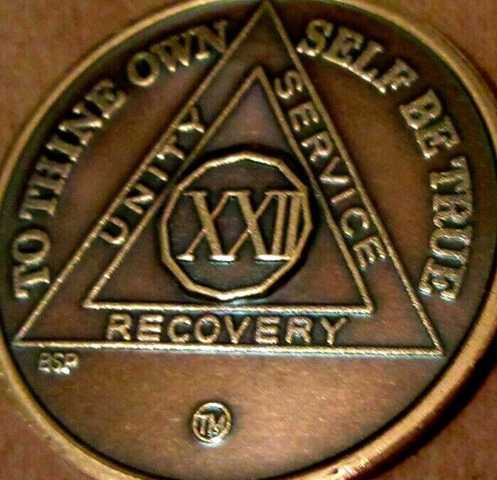 Alcoholics Anonymous AA 22 Year Bronze Medallion Chip Token Sobriety Sober