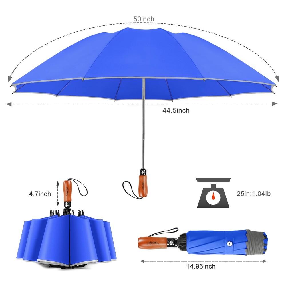 Lejorain Golf Umbrella Reverse Folding-50inch Large Automatic Compact Inverted