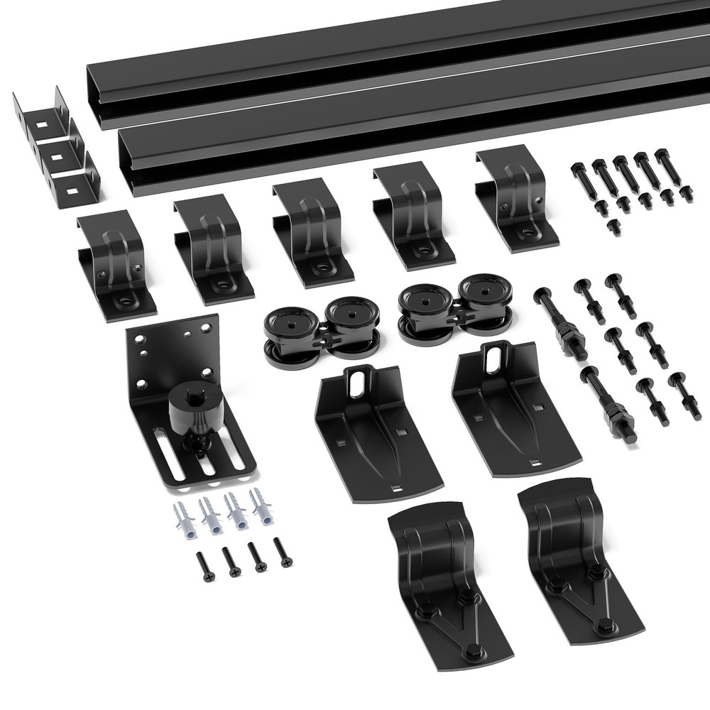 SMARTSTANDARD 7FT Box Rail Hardware - Exterior Barn Door 7FT, Black