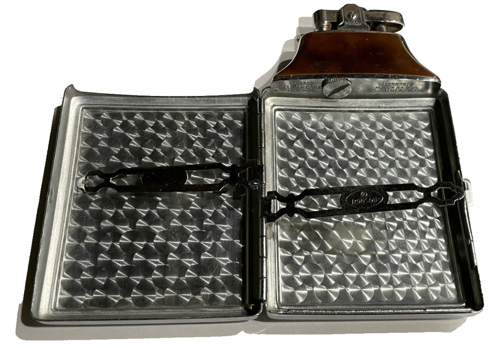 RONSON Mastercase Lighter & Cig Case Combo. SHABBY BOX, NOT WORKING. Vintage.