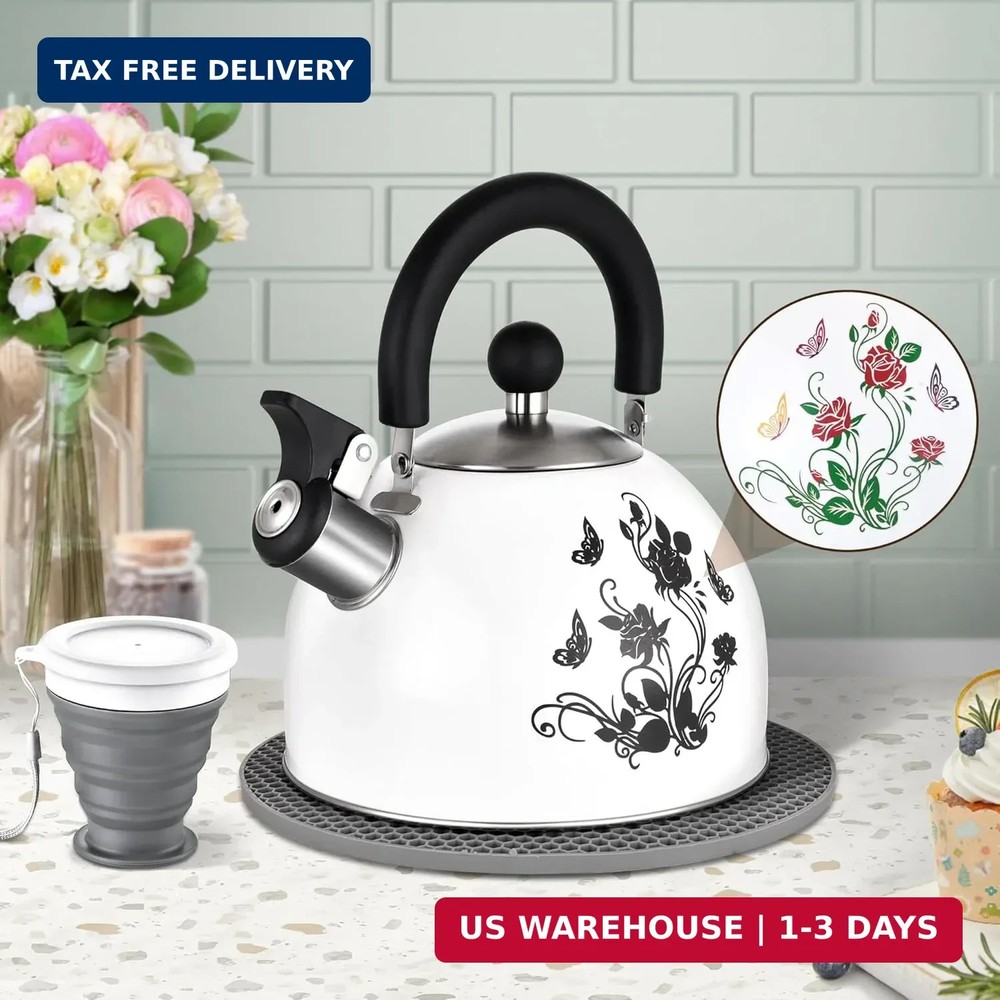 ARC Stainless Steel Whistling Tea Kettle, Magic Color Changing Design 2-Quart St