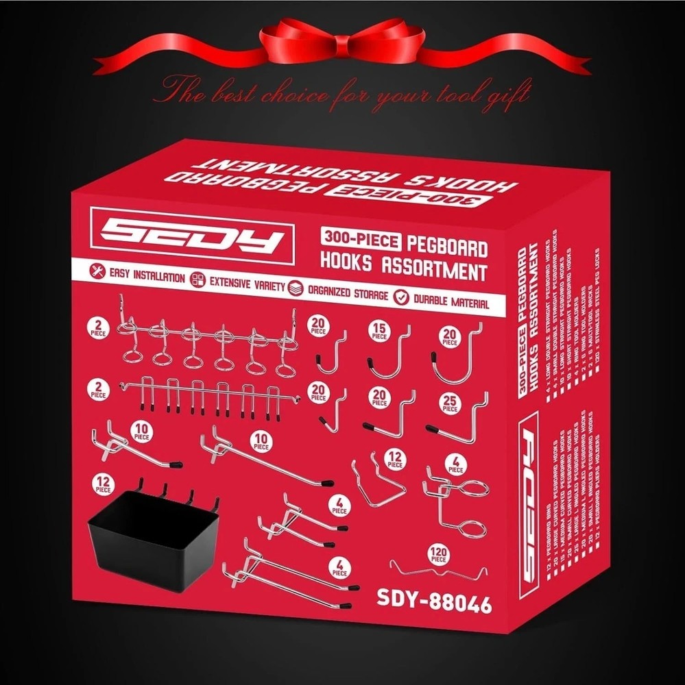 Pegboard Organizer Peg Board Hooks 300-Piece Hooks for Black