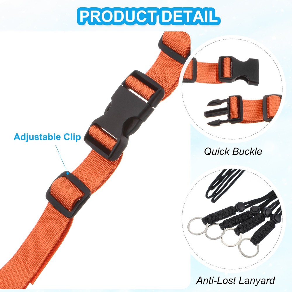 2 Pcs Backpack Chest Strap Set Strap with Anti-lost Lanyard Orange