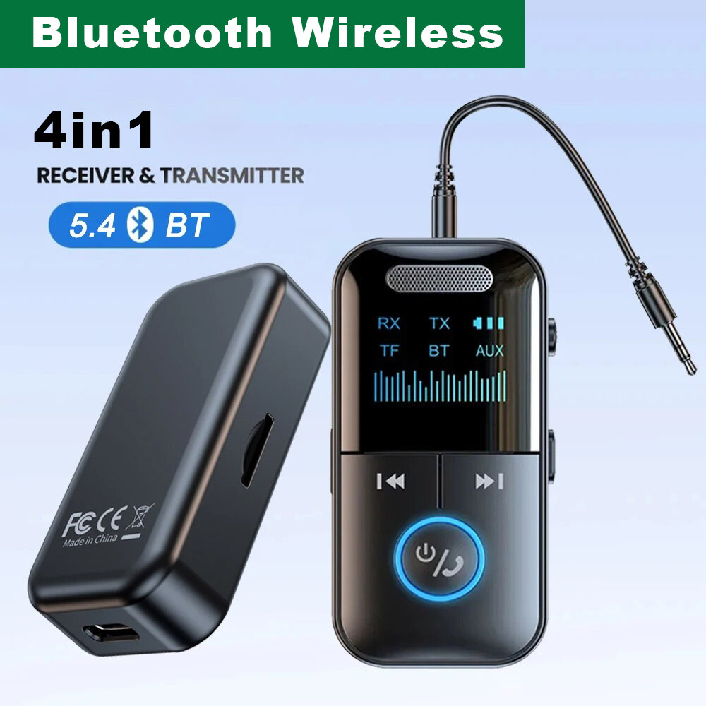 Bluetooth 5.4 Transmitter Receiver 2-in-1 Wireless Audio 3.5mm Jack Aux Adapter