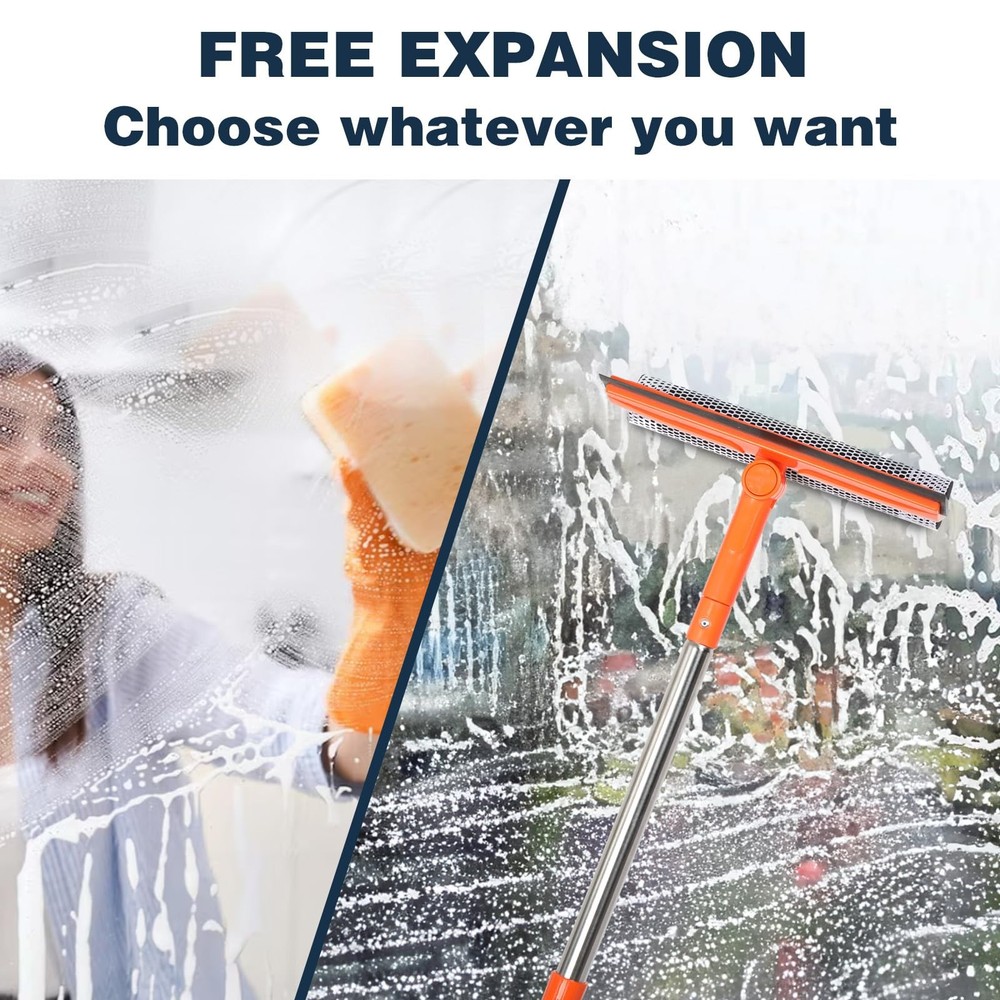 Professional Window Squeegee,2 in 1 Squeegee Sponge Style, Blue