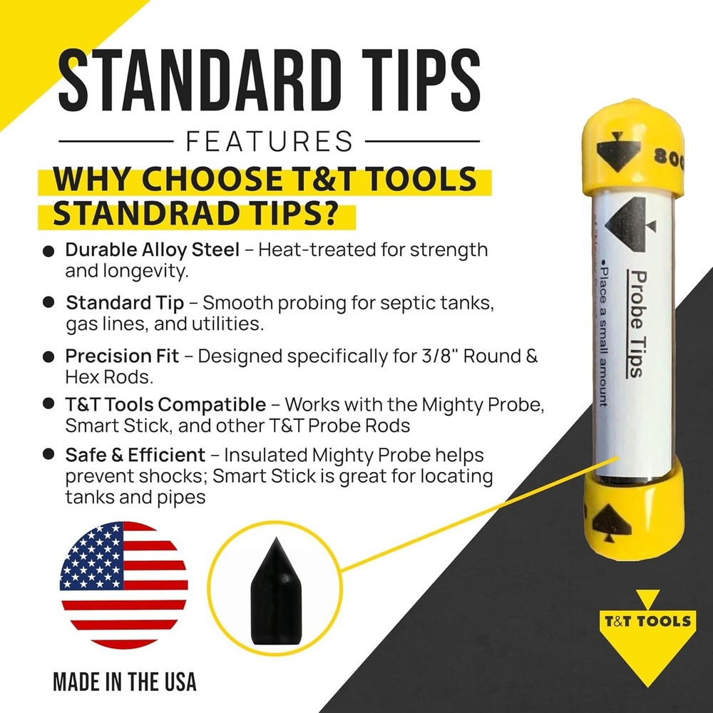 T&T Tools 3-Pack Replacement Soil Probe Tips for 3/8" Rods - Durable & Precise