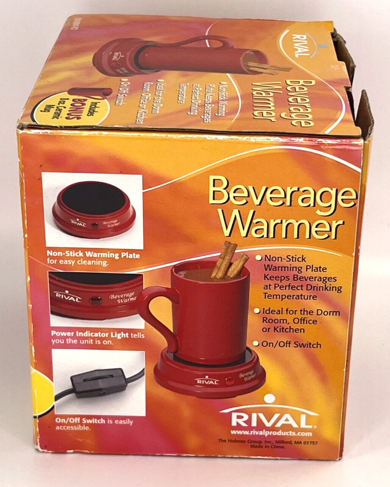 Rival Beverage Warmer Coffee Tea Warming Plate Ceramic Mug Red NOS Sealed