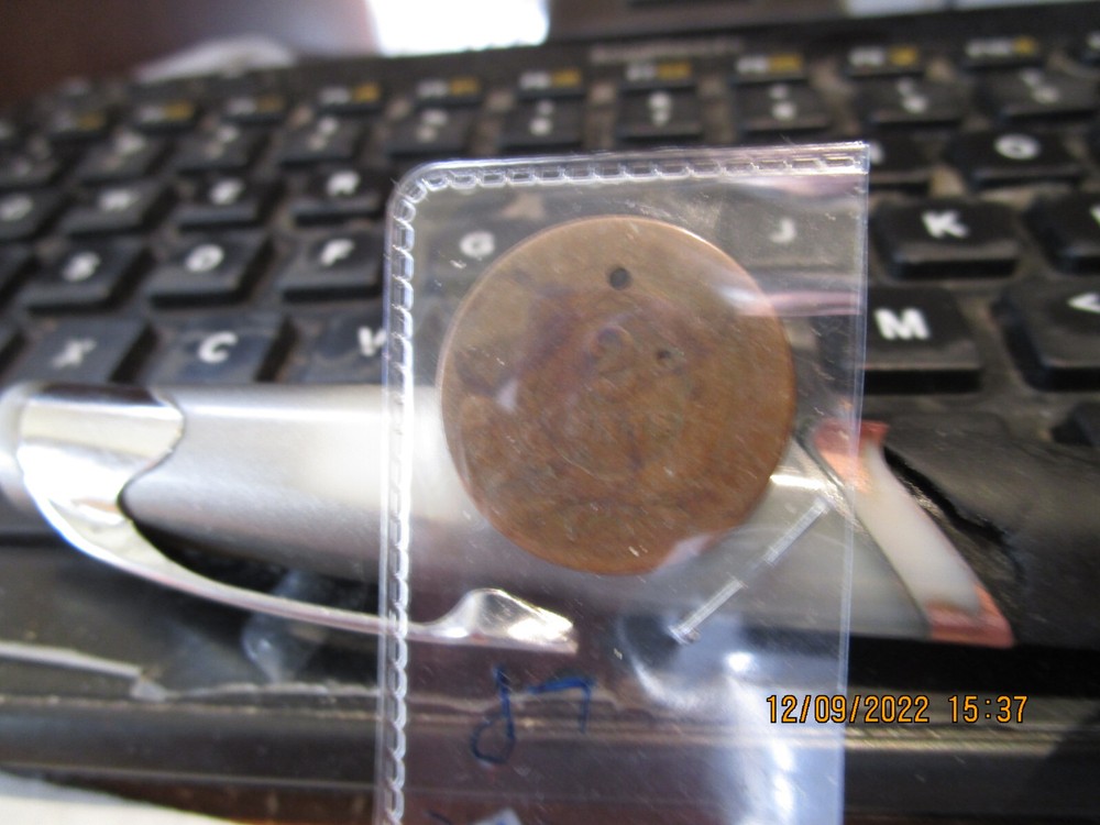 1864 2 Cent Piece Small Motto AG has a hole