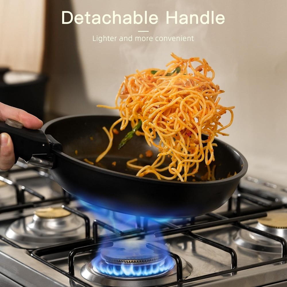 21-Piece Non-Stick Ceramic Cookware Set with Removable Handle - Induction Ready