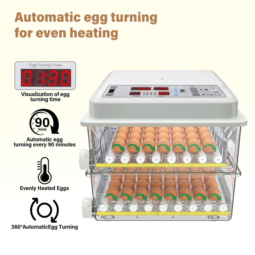 Incubators for Hatching Eggs, 120 Eggs Incubator with Automatic Egg Turning US