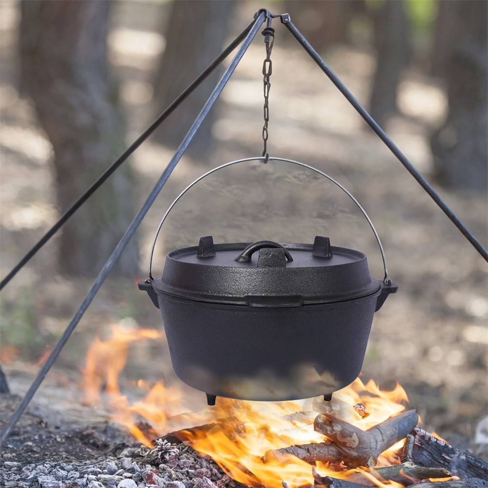 Dutch Oven Pot w/Lid 6 Quart Cast Iron Dutch oven Dual Function for Camping