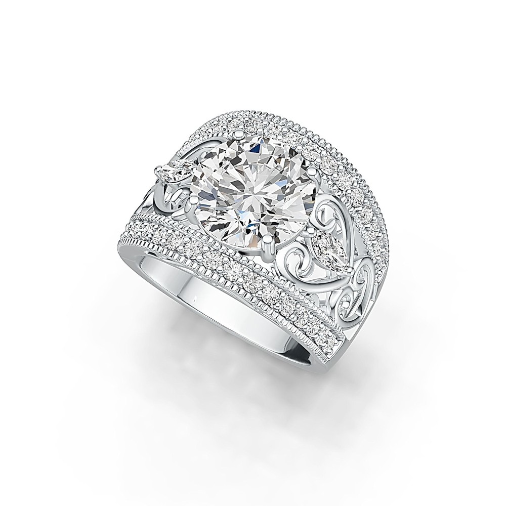 Sterling Silver Semi Mount Ring Setting Round RD 10x10mm