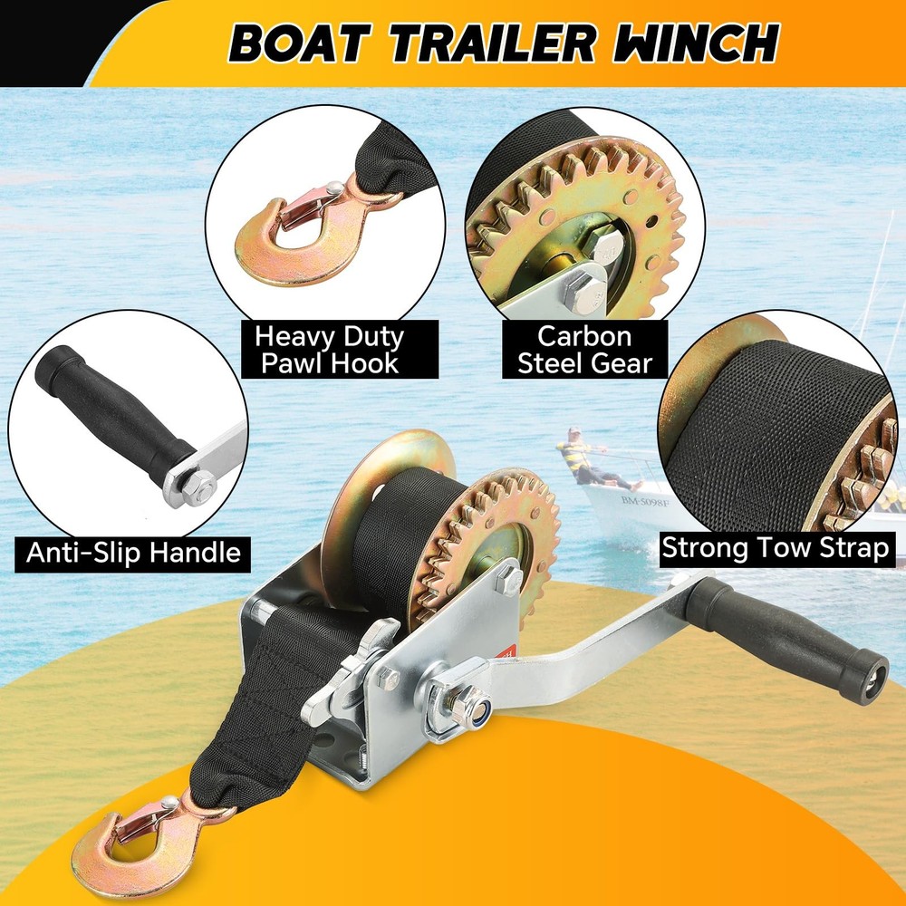 weyleity Hand Winch Boat Trailer | 800LBS Manual Operated Silver