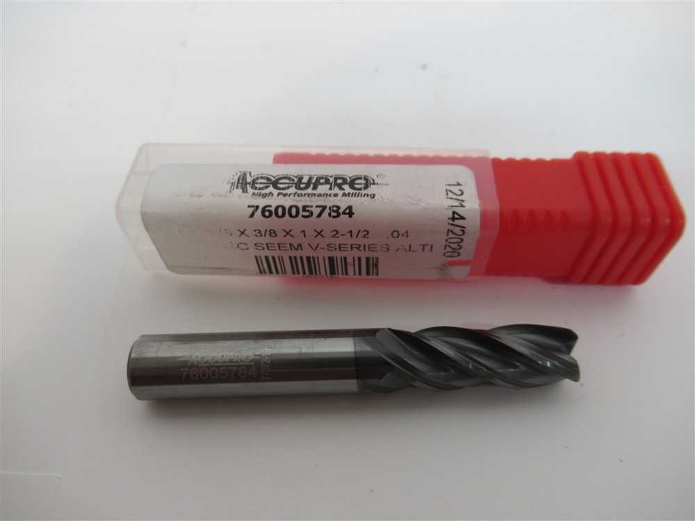 Accupro 76005784 , 3/8" Solid Carbide .045" Corner Radius End Mill Bit