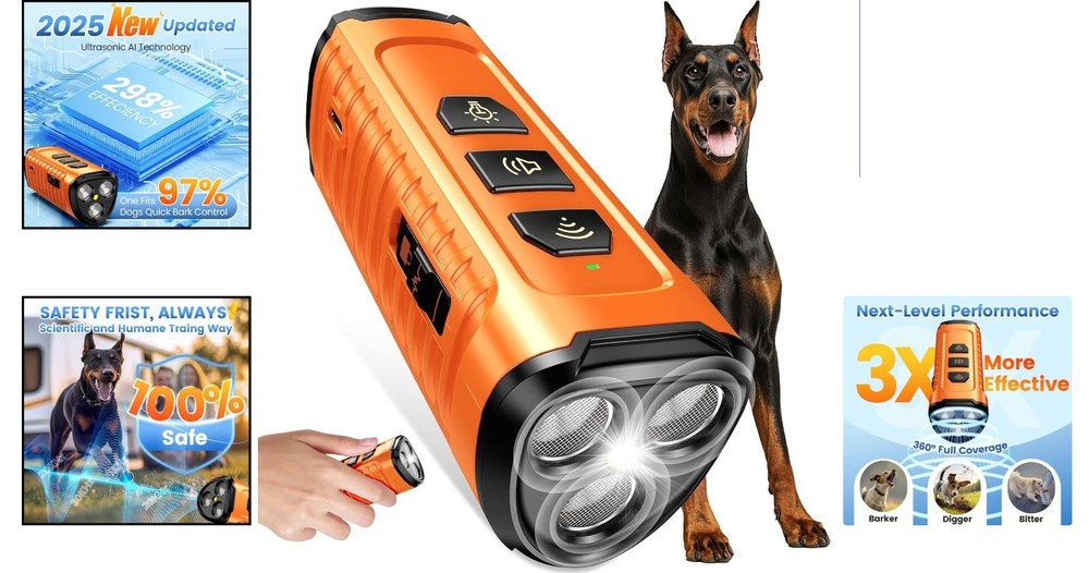 Portable Ultrasonic Bark Control Device - 30 Days Charge - Compact & Effective