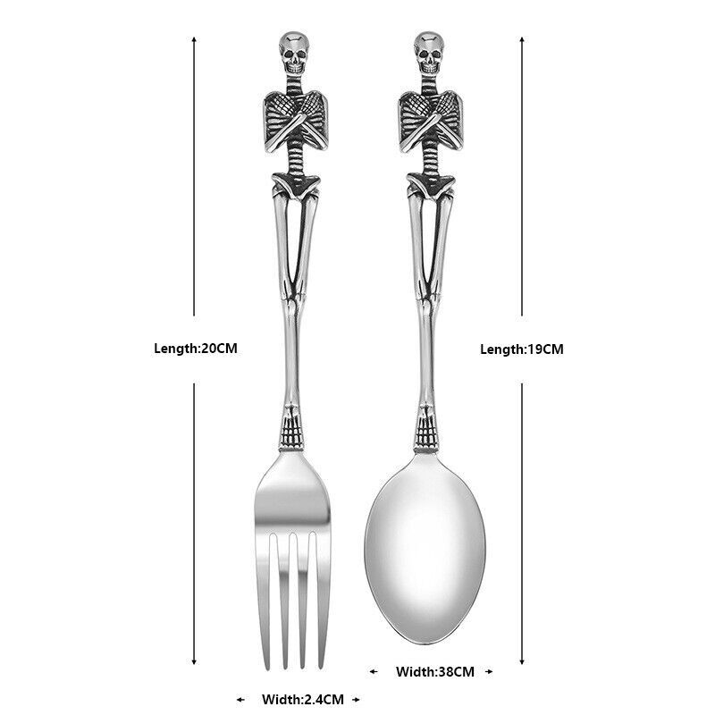 Stainless Mermaid Angel Skull Skeleton Spoon Fork Dinnerware Set Tableware Gift