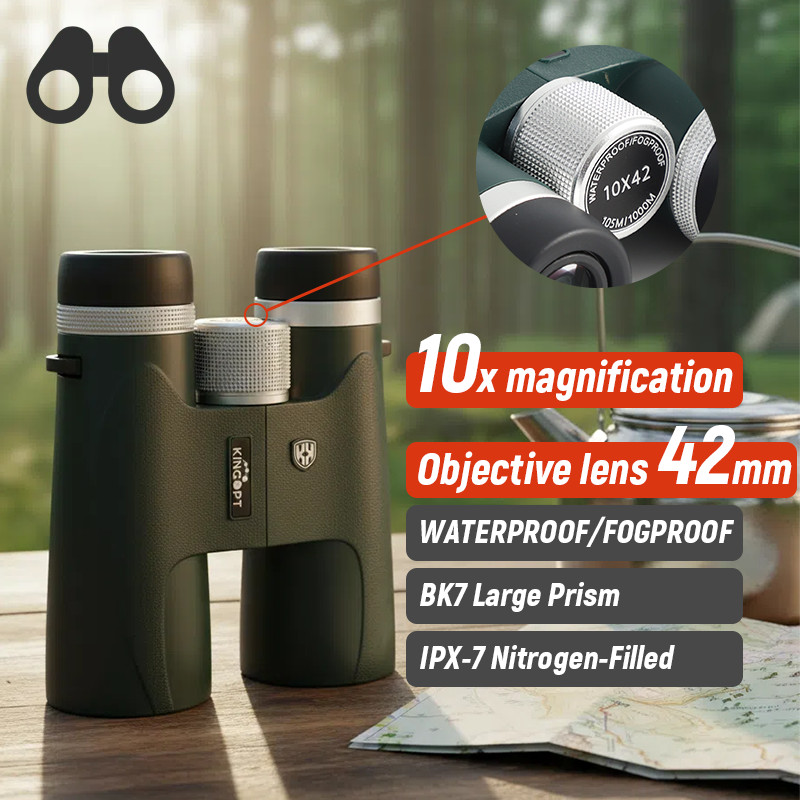 WPH2K HD10x42 Binocular Optical System Tripod Adaptable Rubber Armor Waterproof
