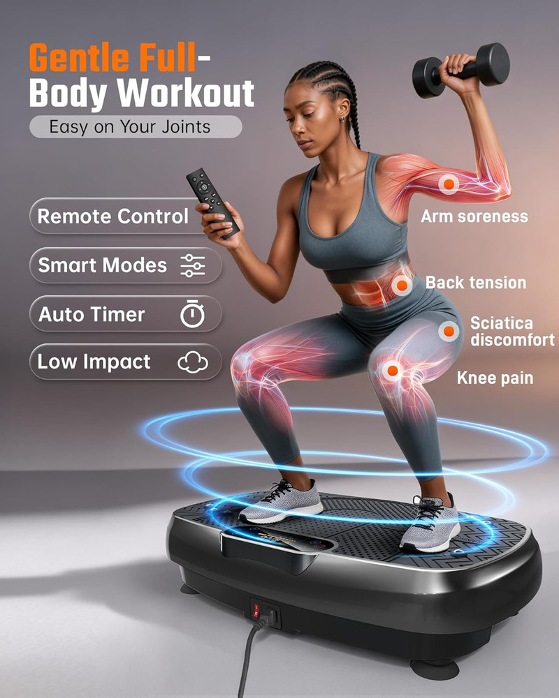 Vibration Plate Exercise Machine, 450Lbs Capacity Full Body Workout Platform, LE